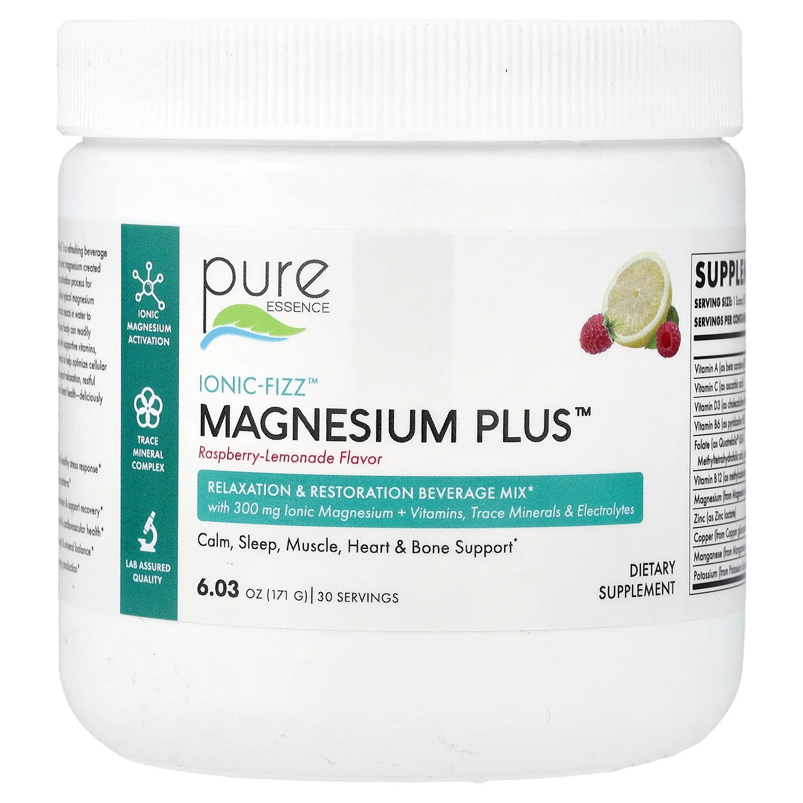 2 X Pure Essence, lonic-Fizz�, Magnesium Plus�, Raspberry-Lemonade, 6.03 oz (17