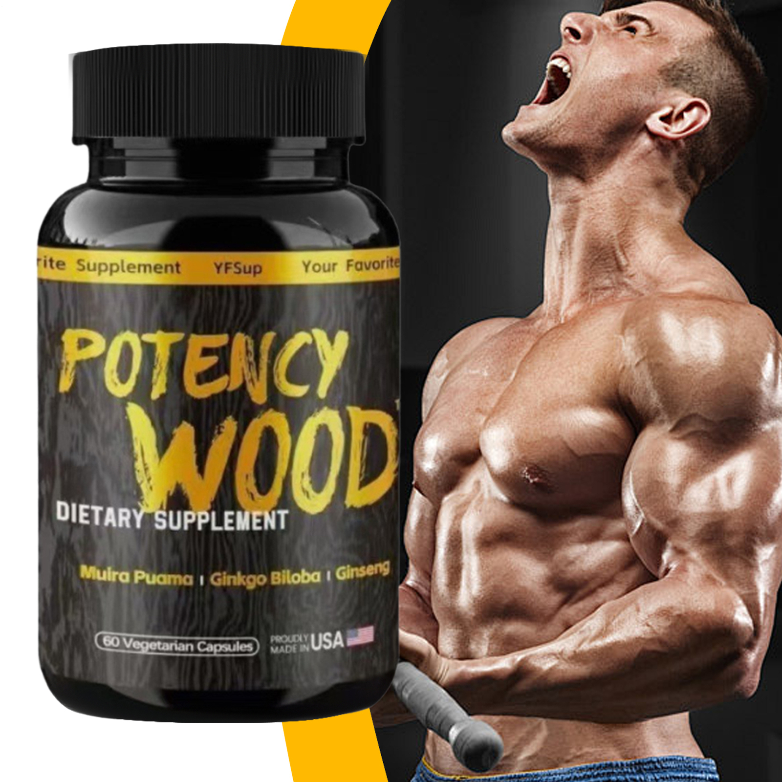 Herbal Supplements 60 Capsules, Potency Wood Ginseng Ashwagandha Gingko Tribulus