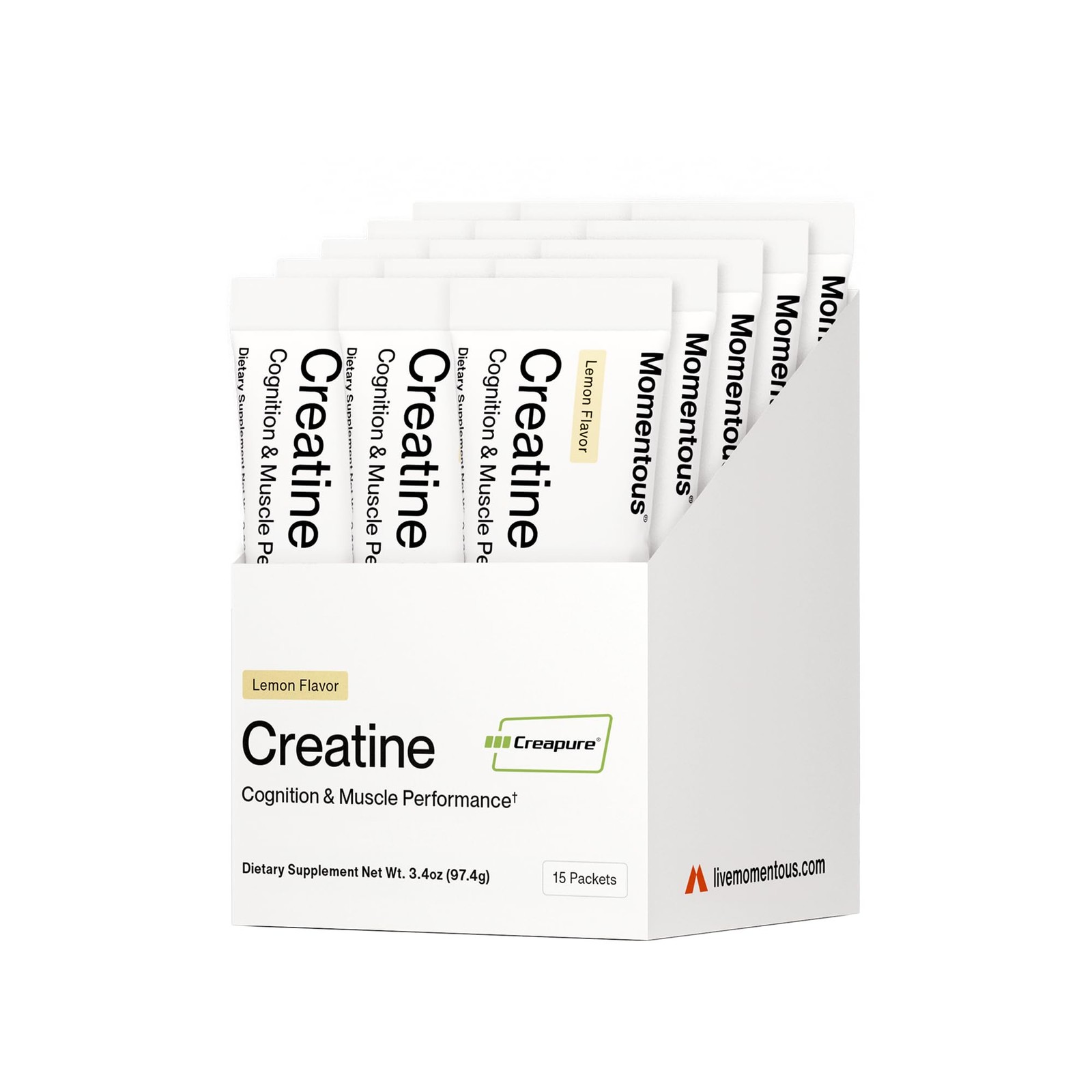 Momentous Creatine Lemon Monohydrate Powder – 0.23 Ounce (Pack of 15)