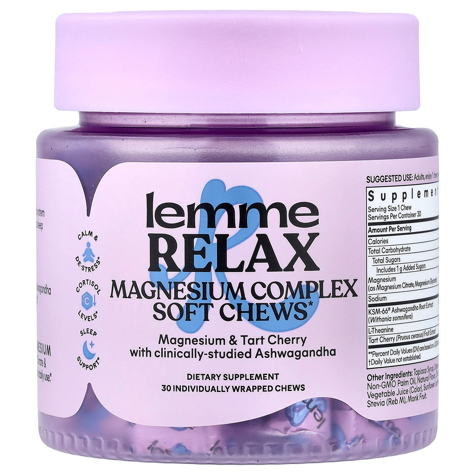 2 X Lemme, Relax, Magnesium Complex Soft Chews, Blackberry Lemonade, 30 Individ
