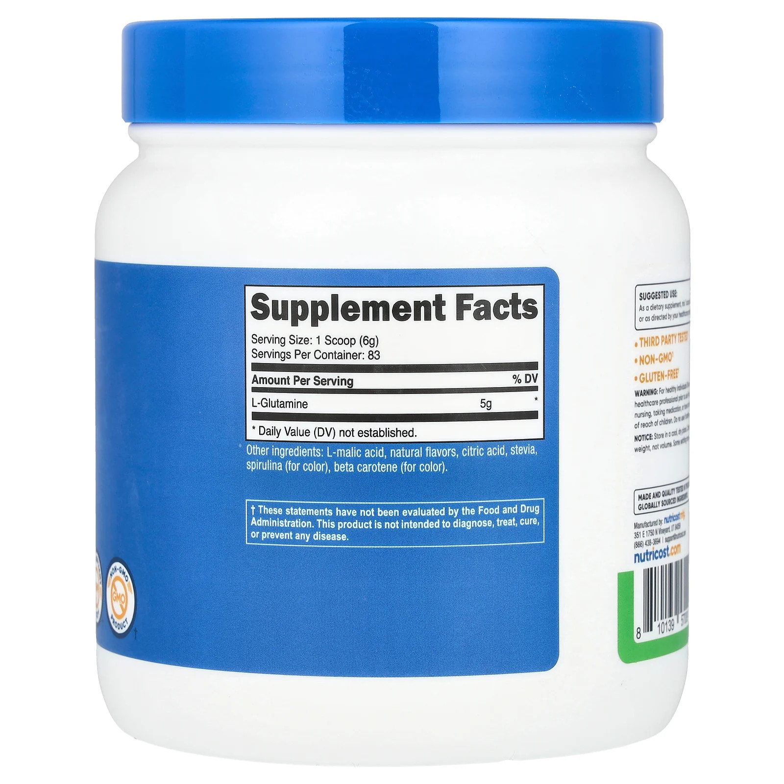 2 X Nutricost, L-Glutamine, Green Apple, 17.9 oz (500 g)