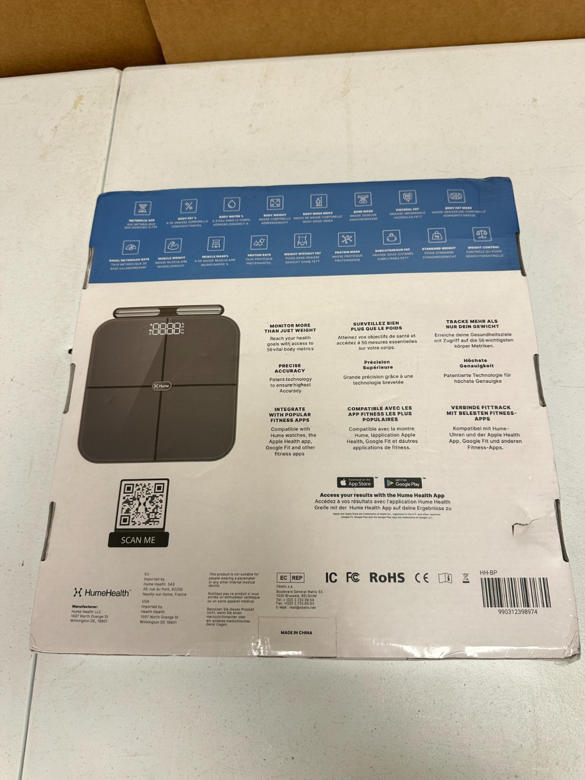 Hume Health Smart Body Composition Analyzer Scale NEW