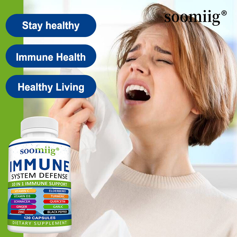 Immune System Defense Support Supplements Vitamin C D3 Quercetin Turmeric Vegan