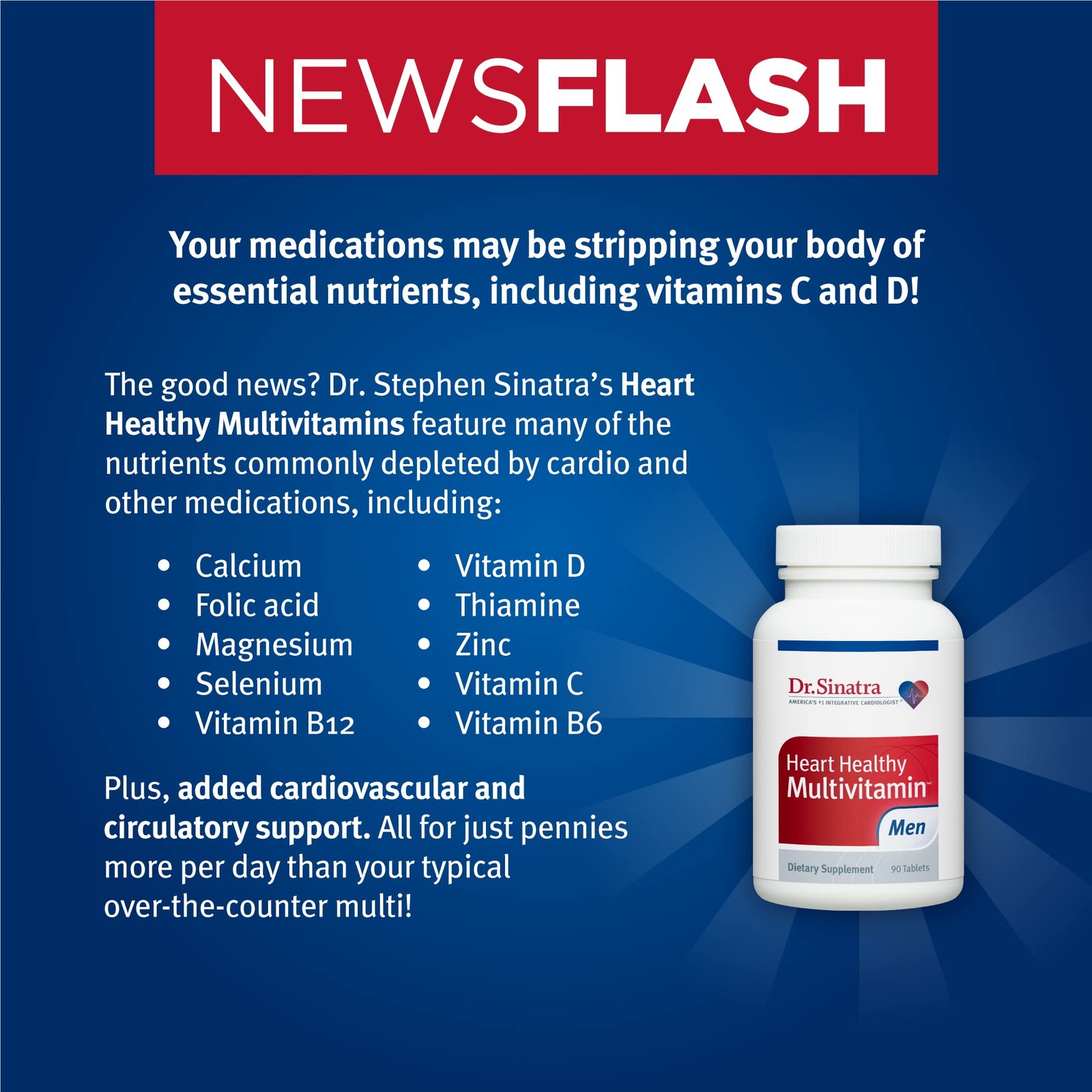 Dr. Sinatra Heart Healthy Multivitamin For Men Vitamin D 1000 Iu A B12 C E And