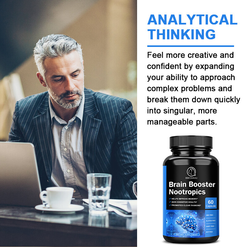 Brain Booster Nootropic Capsules Improve Memory,Focus,Clarity,Mood Support 60Pcs