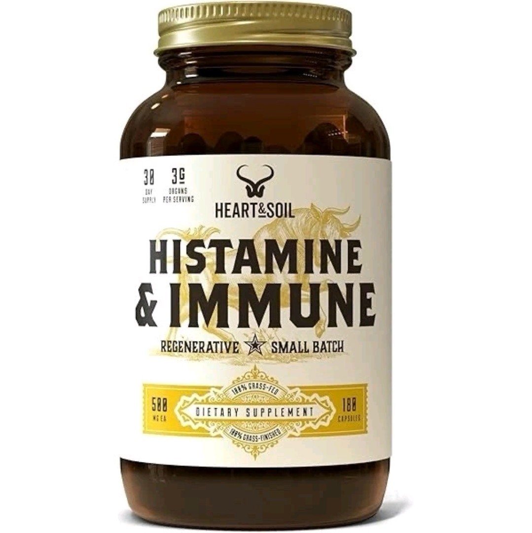 Heart & Soil Histamine & Immune 100% Grass Fed Supplement 180 Caps Exp 06/28
