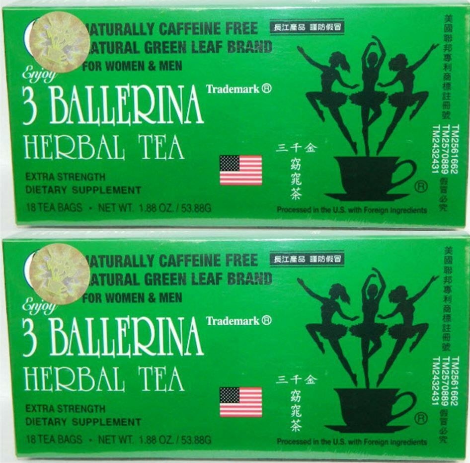 2 BOXES 3 BALLERINA TEA EXTRA STRENGTH 18 BAGS EA BOX ORIGINAL TE DE BAILARINA
