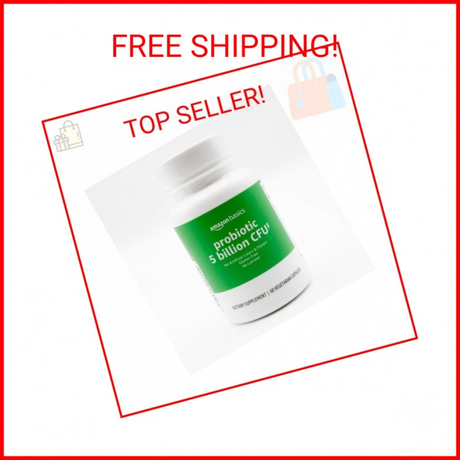 Amazon Basics Probiotic, 5 Billion CFU, No Artificial Colors & Flavors, Gluten-F