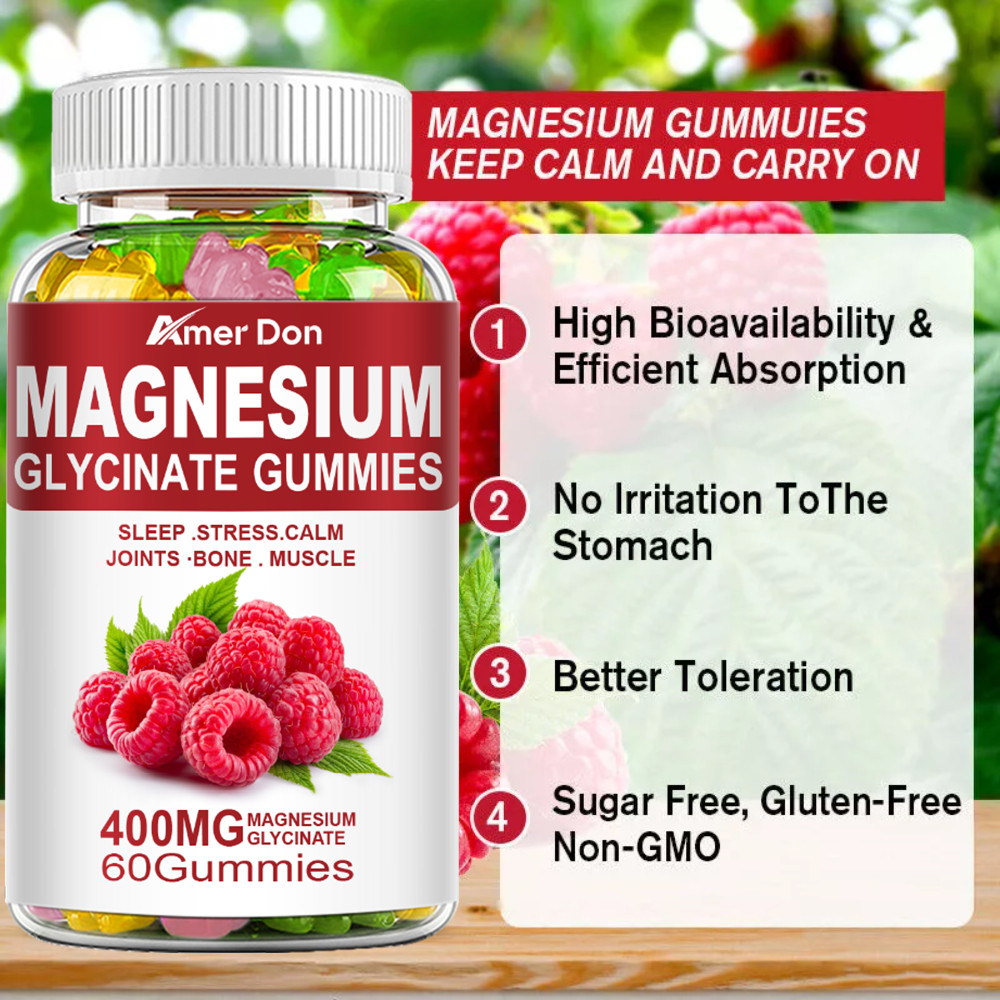 Magnesium Glycinate Gummies 600mg w/ Vitamin CoQ10+Vitamin D3+Vitamin B6
