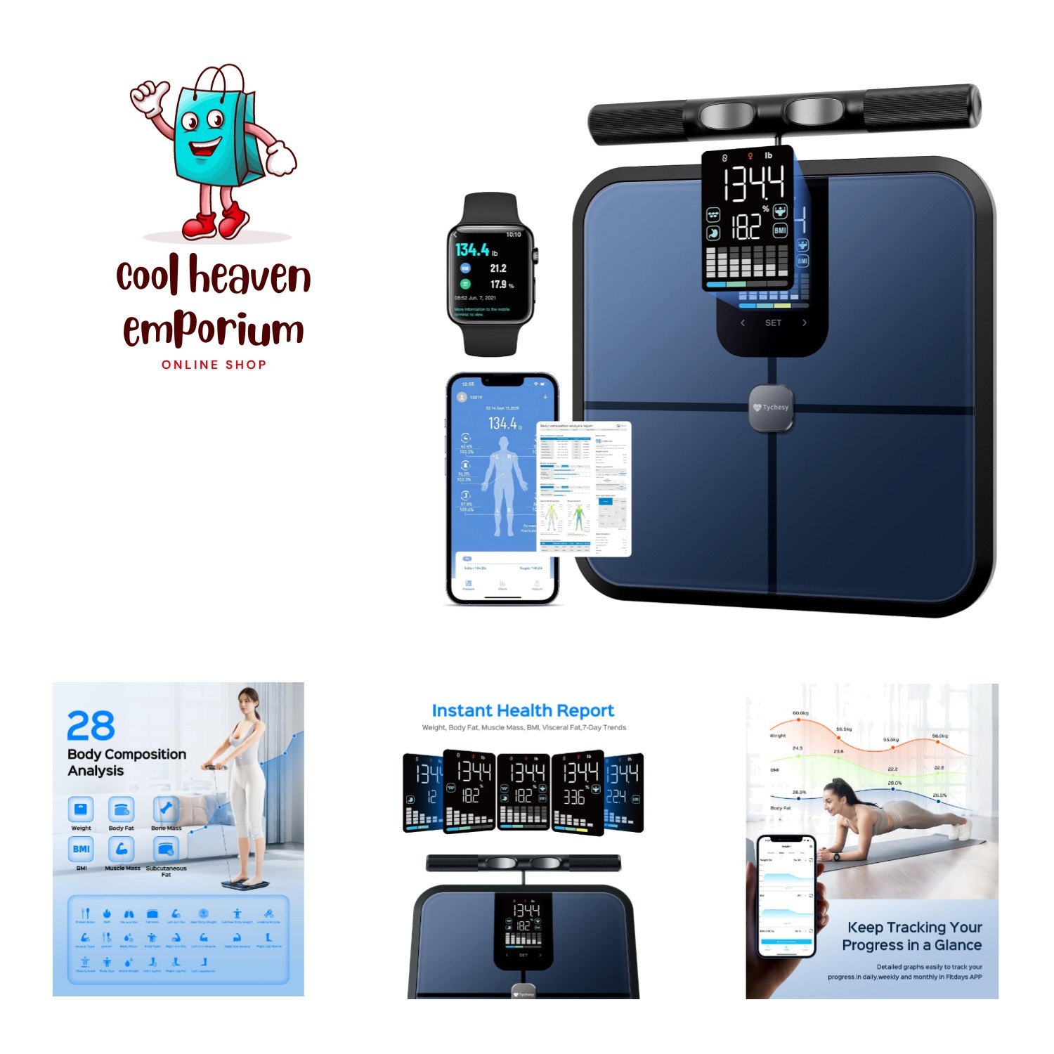 Smart Pod Scale: 8-Sensor Body Composition Analyzer with App Sync for 24 Users