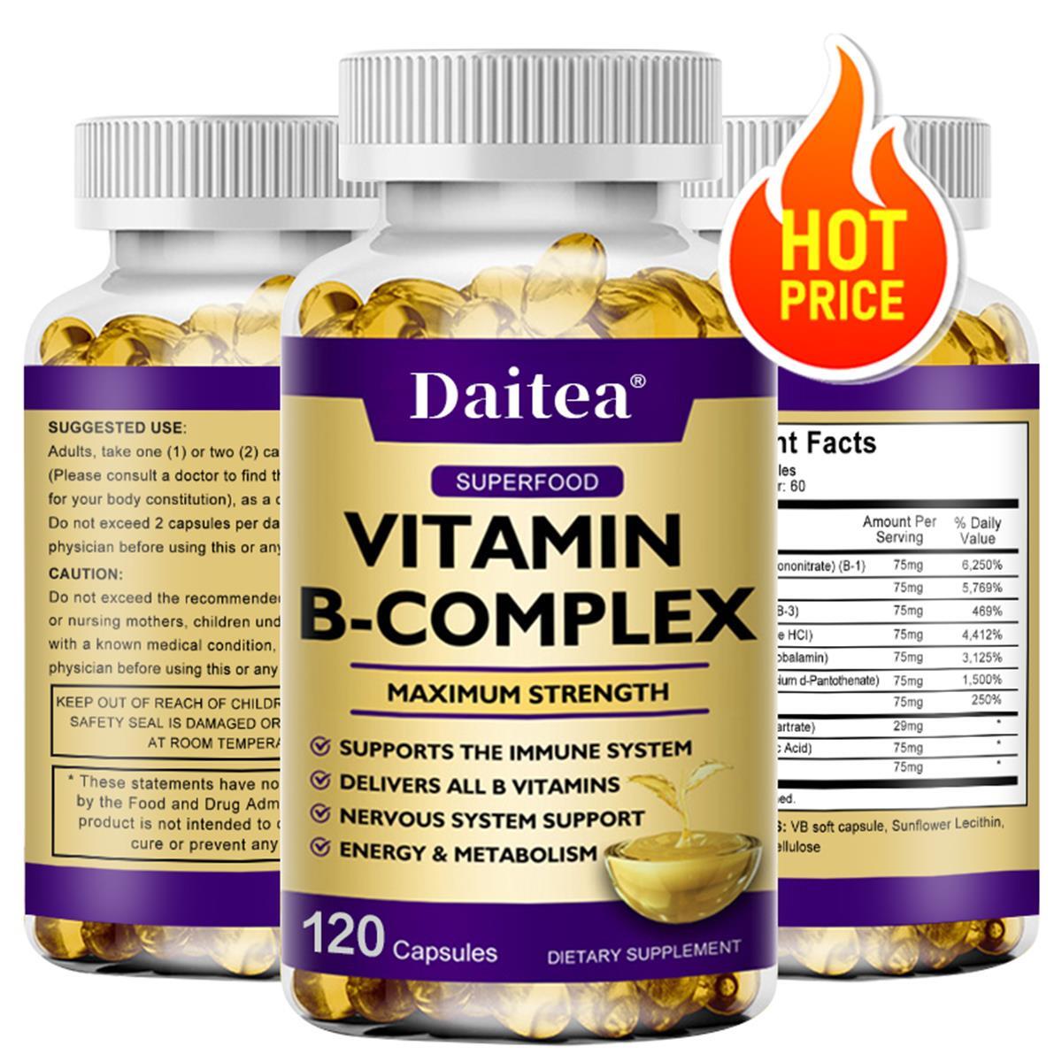 B-12 Complex 5 mg, Vitamins B1, B2, B3, B5, B6, B8 & B12, Energy, Metabolism Aid
