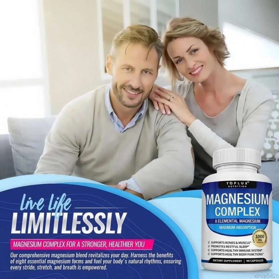 1 bottles Complex Magnesium 1000mg 7 Types | Sleep Muscle Bone Promote 90 Caps