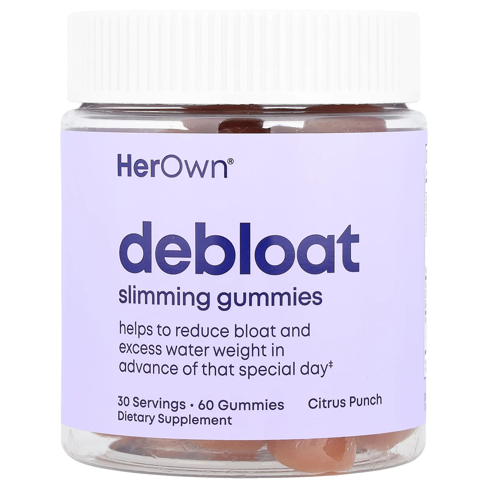 2 X Her Own, Debloat Slimming Gummies, Citrus Punch, 60 Gummies