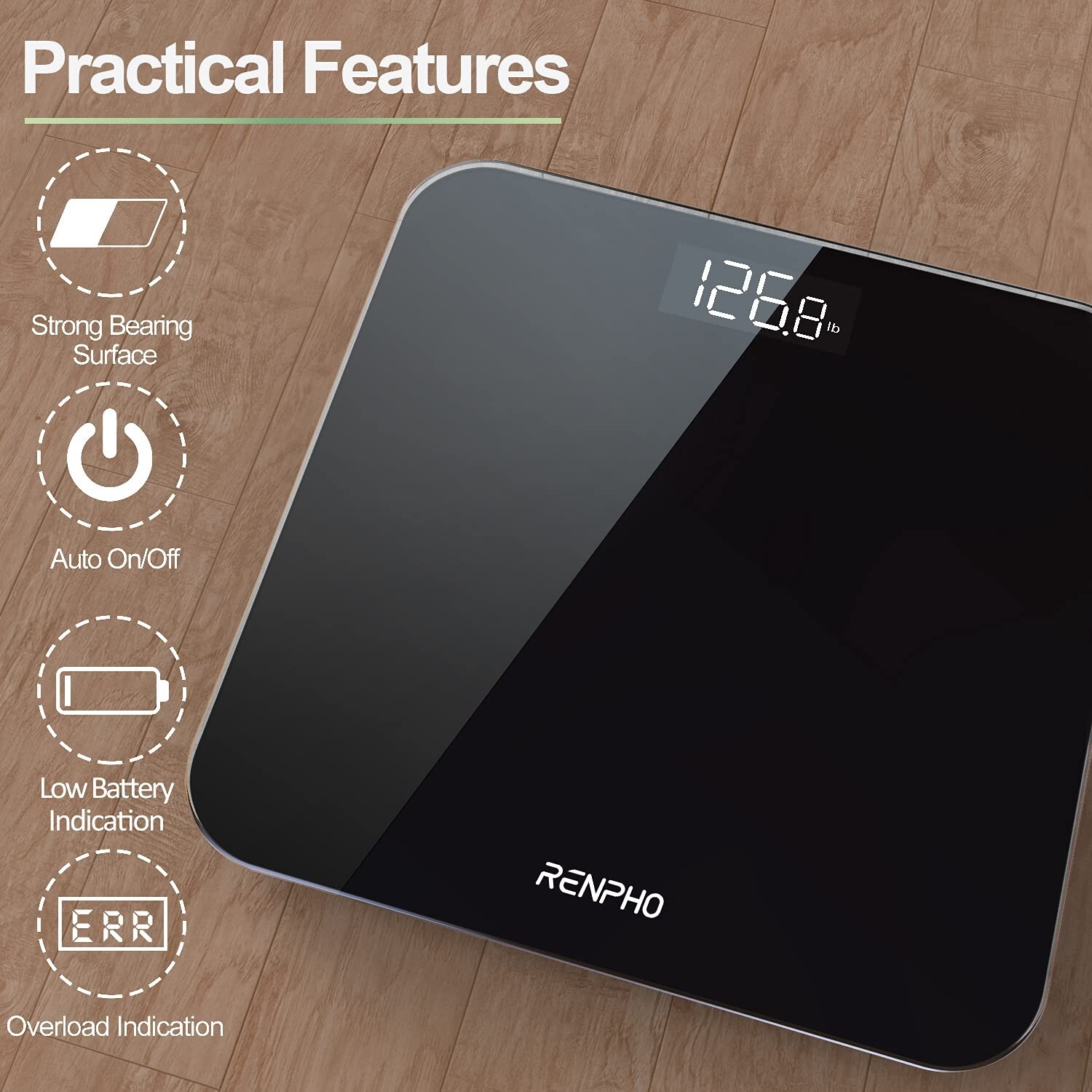 Digital Body Weight Bathroom Scale w/ Step-on Technology Battery Powered 400lb
