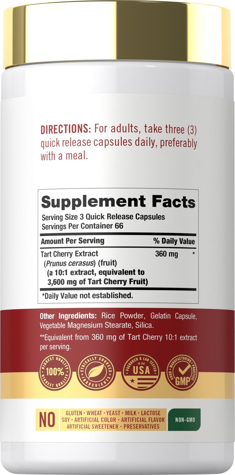 Carlyle Tart Cherry Extract Capsules | 200 Count | 200 (Pack of 1)