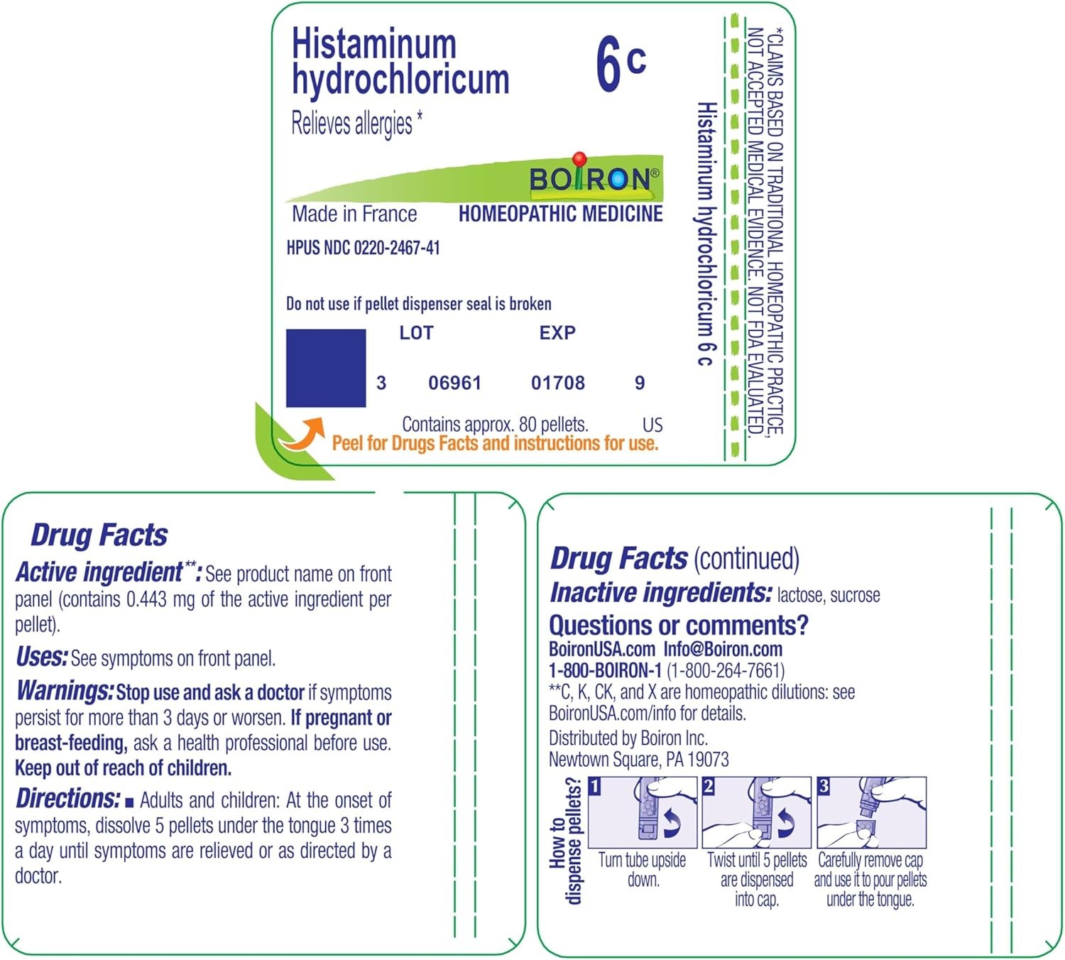 Boiron Histaminum Hydrochloricum 6C Homeopathic Medicine for Allergy – 80 Pellet