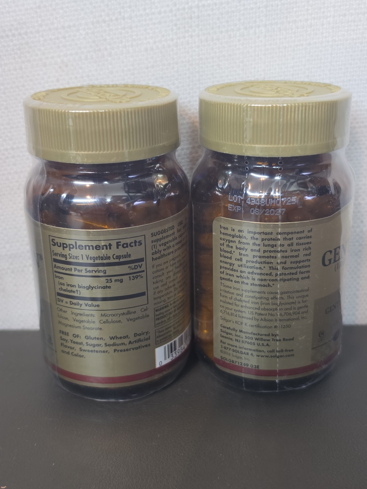 Solgar Gentle Iron Vegetable Capsules – 25mg – 180 Count – Ex: 8/27