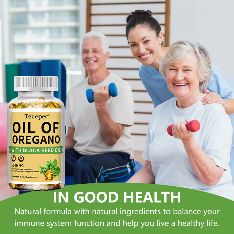 120 Softgels 2 in 1 Black Seed Oil and Oil of Oregano,HEALTHY DIGESTION SYSTEM