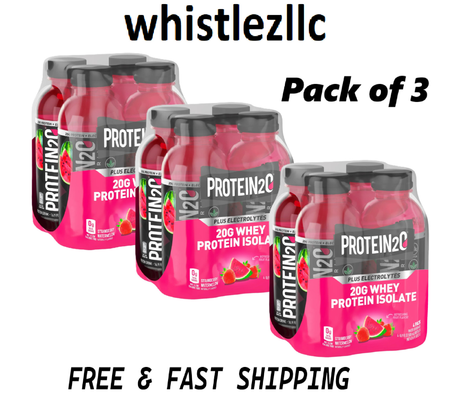 Protein2o 20g Whey Protein Infused Water Plus Electrolytes,3 Pack of 4 count-12T