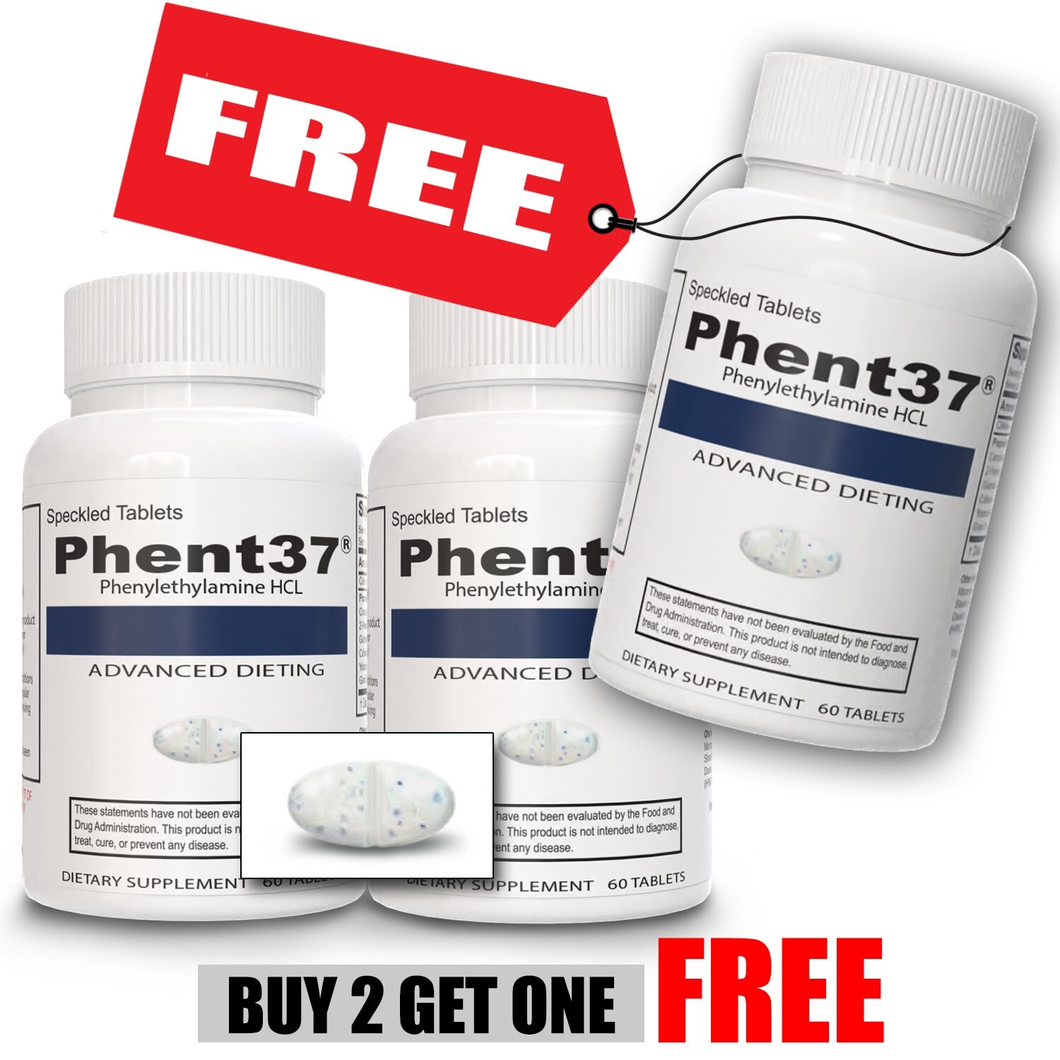 2 + 1 FREE (3 total Bottles – Phent37 – Appetite Suppressant Fat Burner Diet