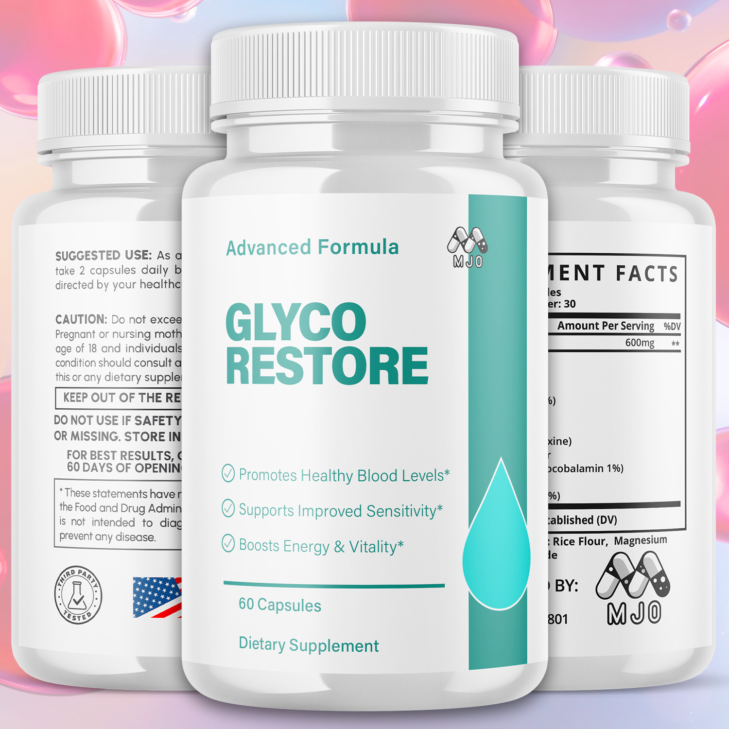 (2 Pack) Glyco Restore Capsules Advanced Support Blood Supplement 120 Capsules