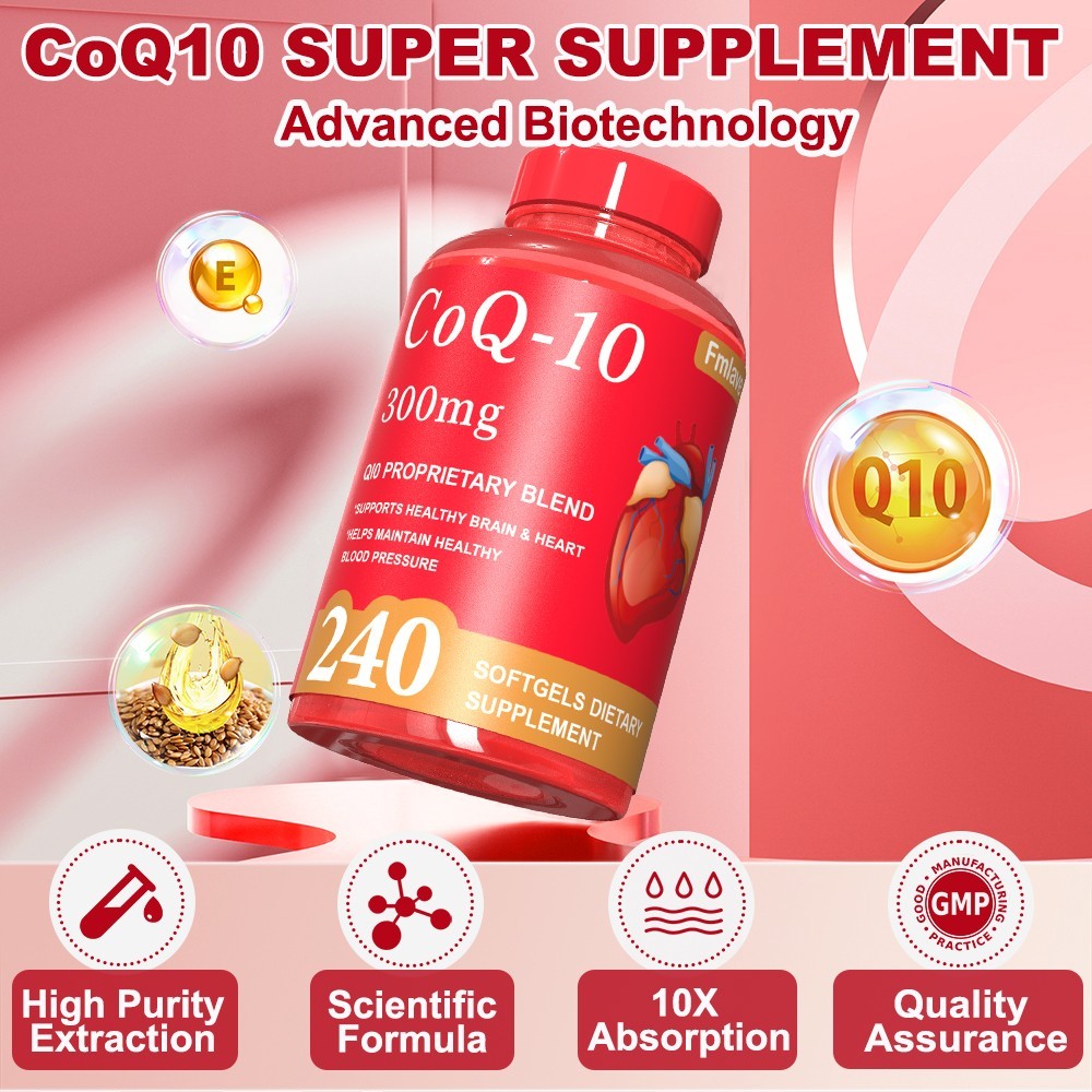 CoQ-10 300mg 240 Softgels Coq10 Co Q10 Coenzyme Heart Support NON GMO Fmlave USA
