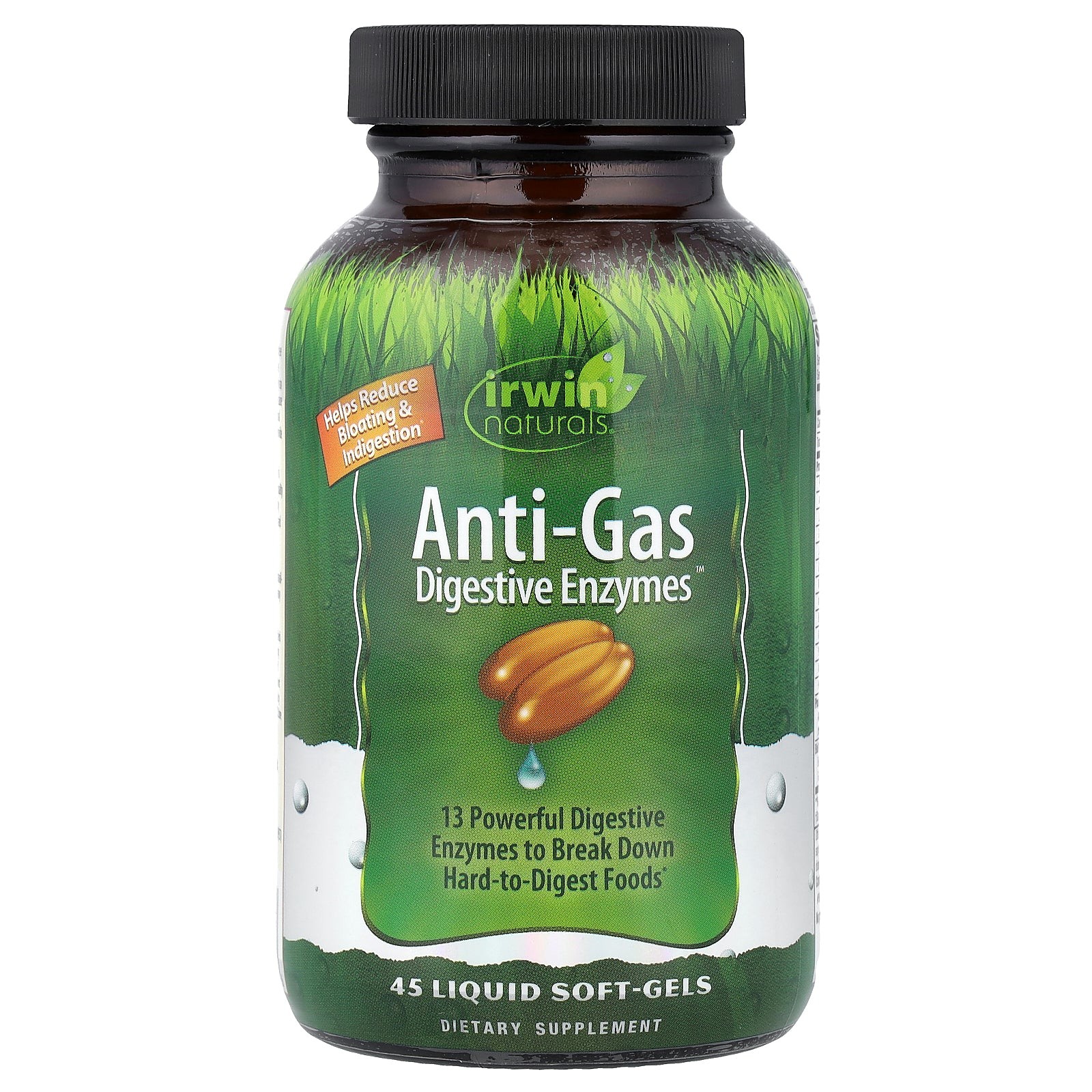 2 X Irwin Naturals, Anti-Gas Digestive Enzymes�, 45 Liquid Soft-Gels