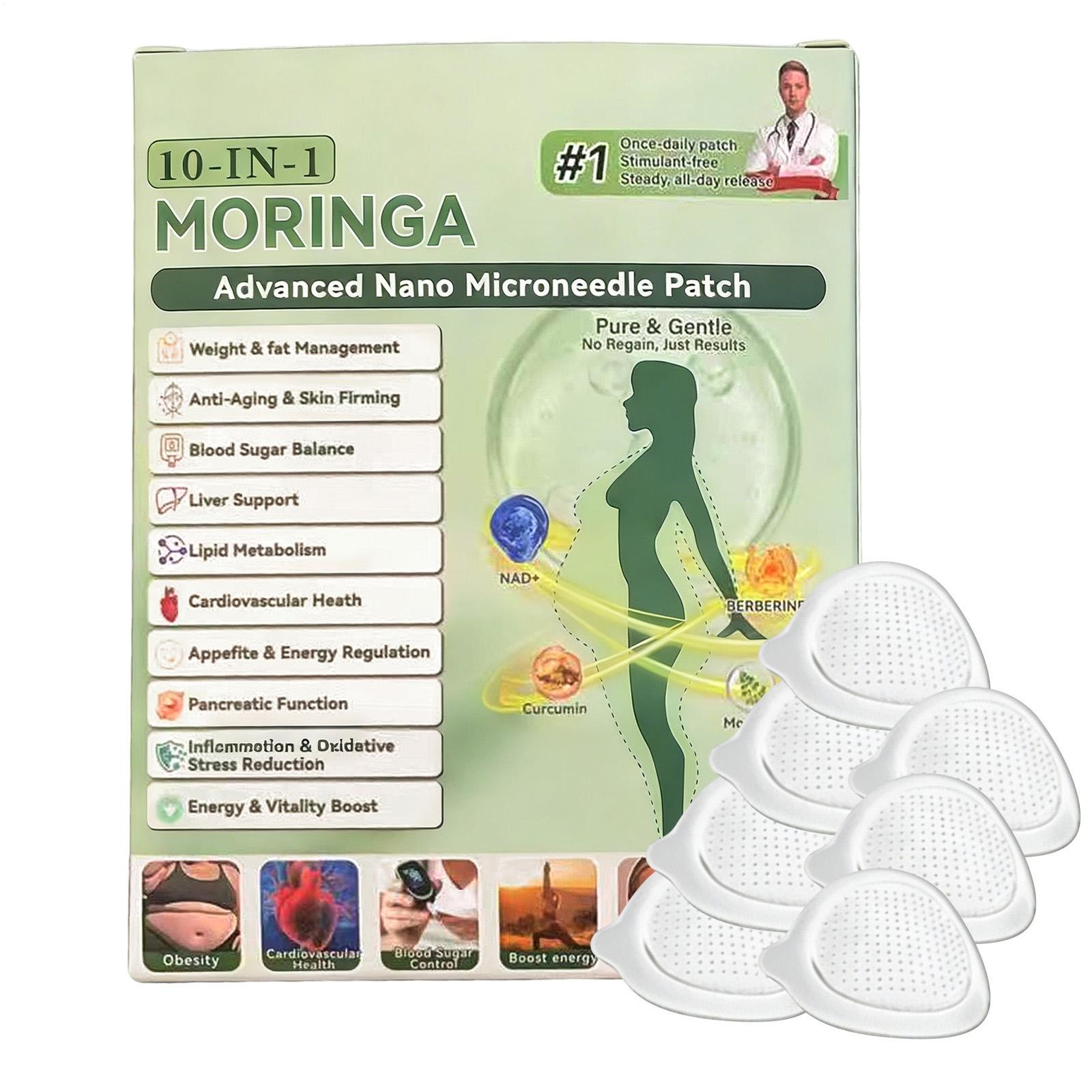 Premium Luxarise Moringa Berberine 10-in-1 Advanced Nano Microneedle Patch(7pcs)