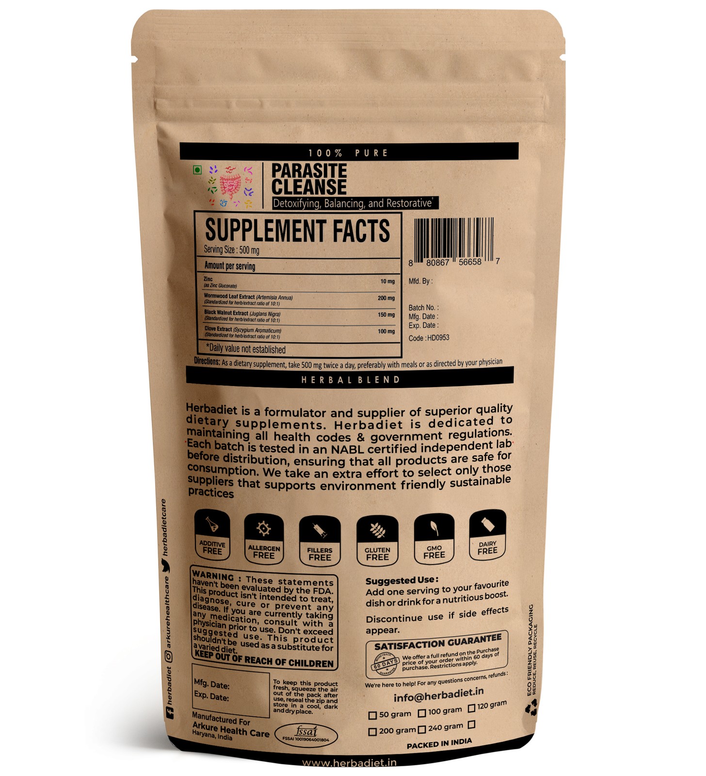 Parasite Cleanser Powder Natural Detox Cleanse | Wormwood, Black Walnut, Clove