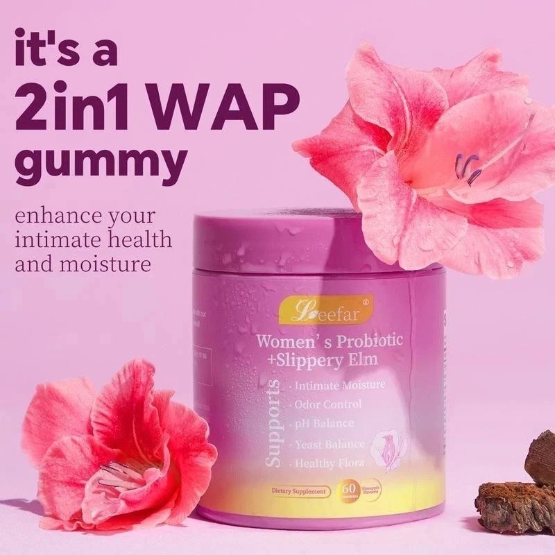 NEW Leefar Women’s Probiotic Slippery Elm Pineapple – 60 gummies