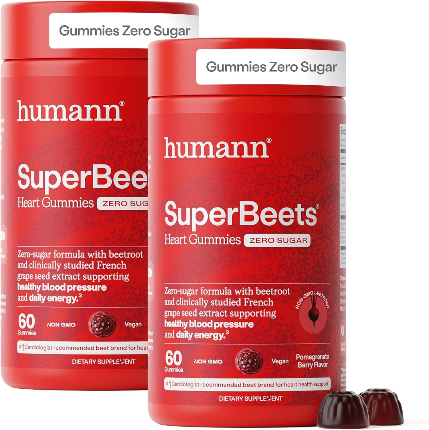 Humann SuperBeets Heart Chews, Pomegranate Berry 60 ct.(pack of 2)