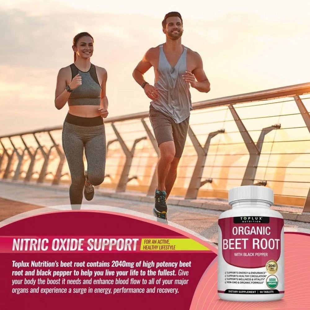 Toplux Organic Beet Root Tablets-Nitric Oxide Booster Beetroot Supplement 2040m+