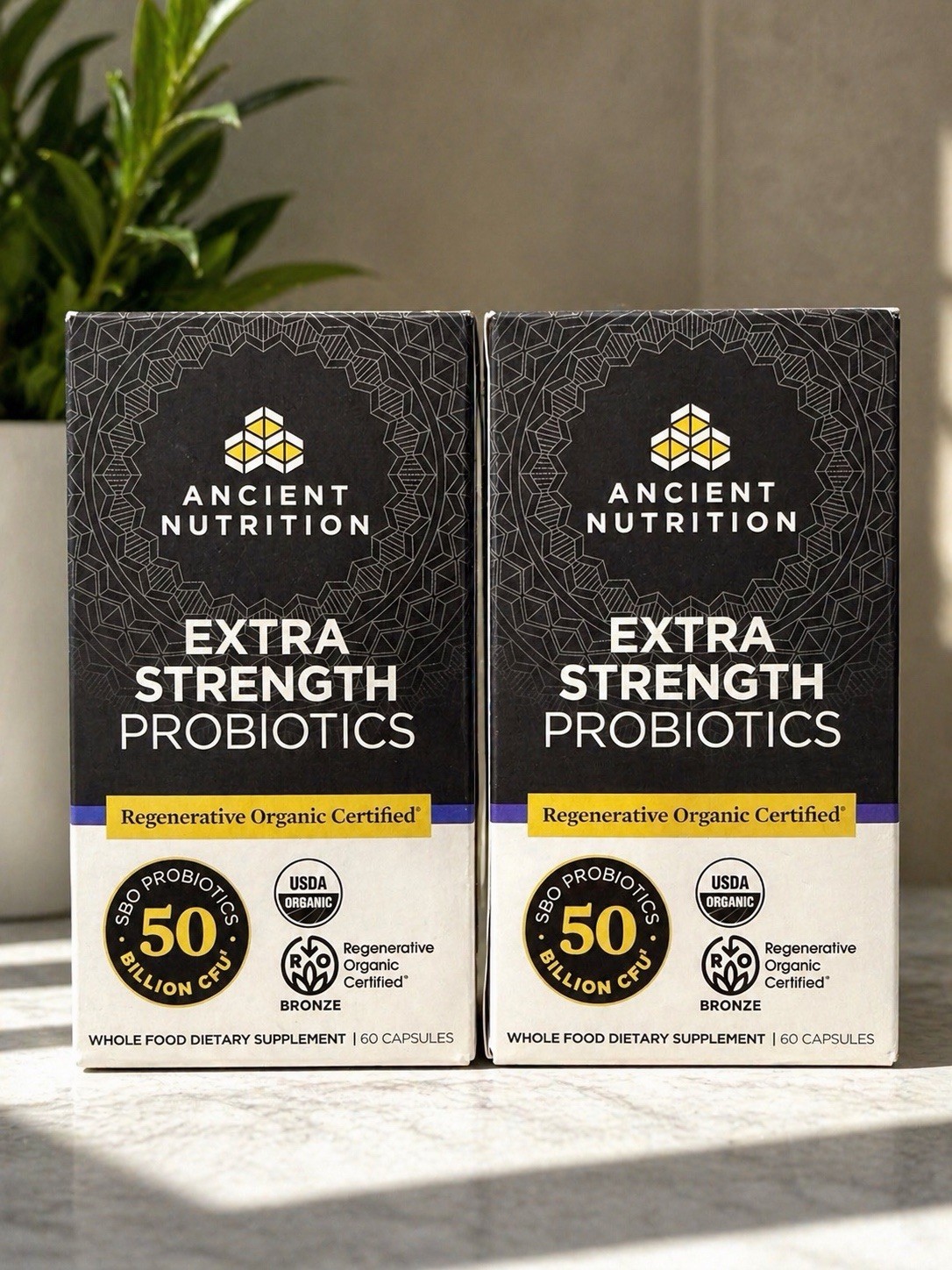 2 pk Ancient Nutrition Extra Strength Probiotics 50B CFU 30 Strains 60 Capsules