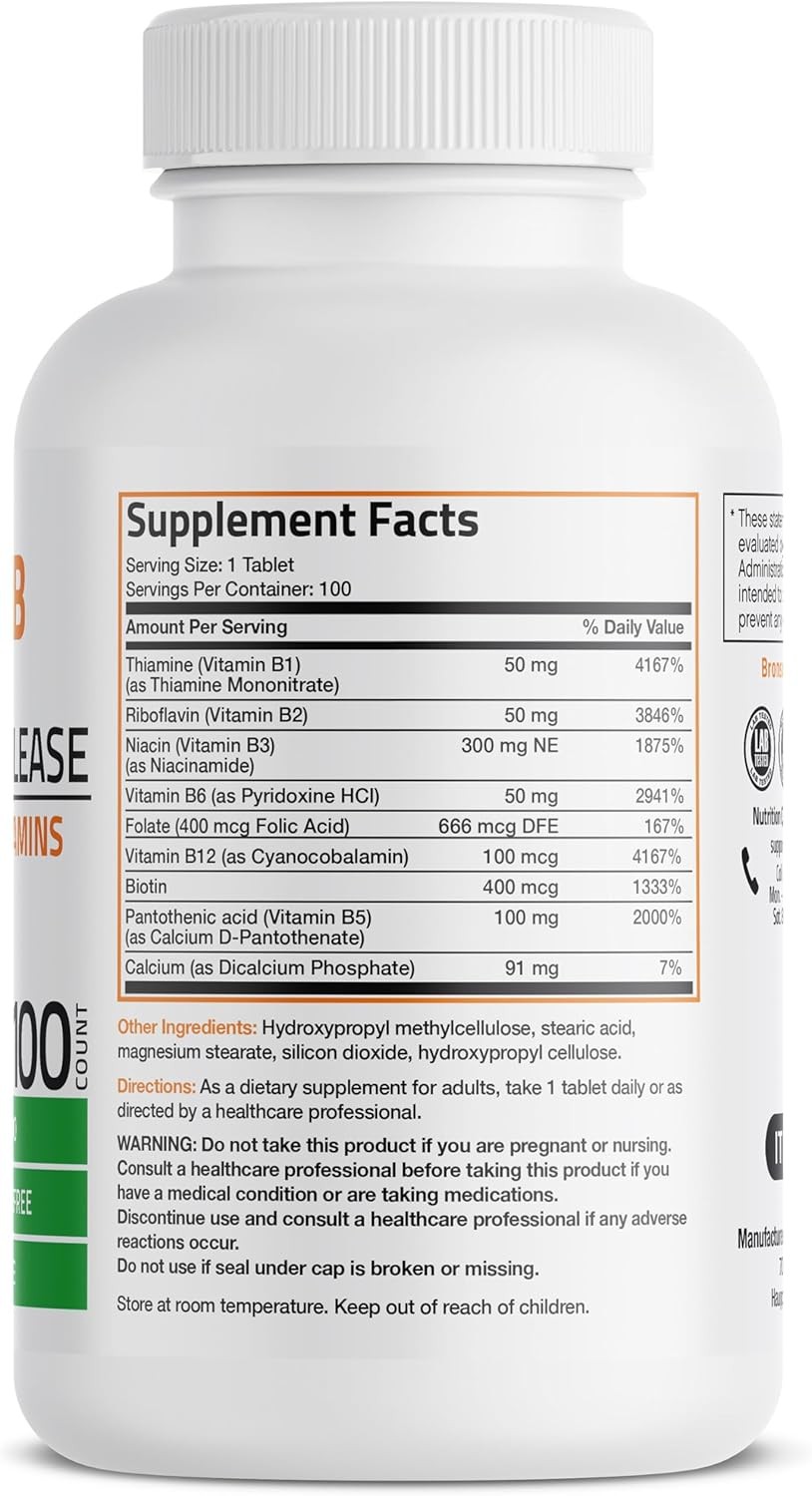 Bronson Super B B Complex Sustained Slow Release (B1, B2, B3, B6)