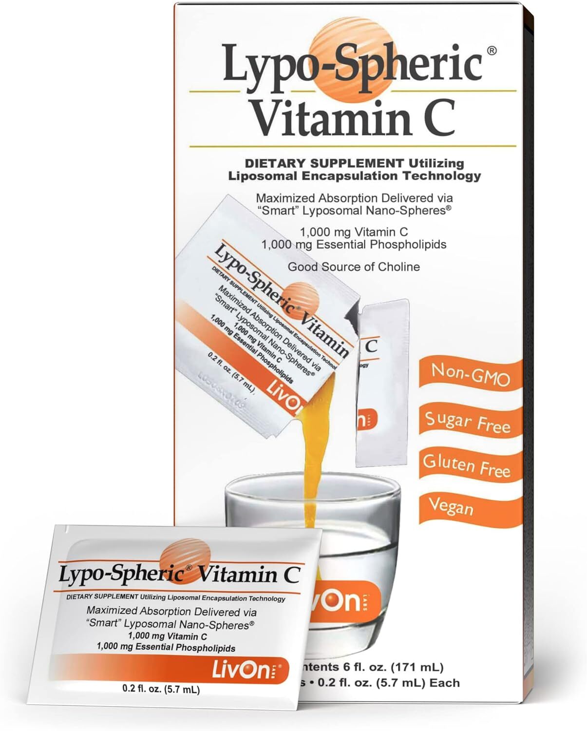 LivOn Laboratories Lypo–Spheric Liposomal Vitamin C 0.2 Fl Oz (Pack of 30)