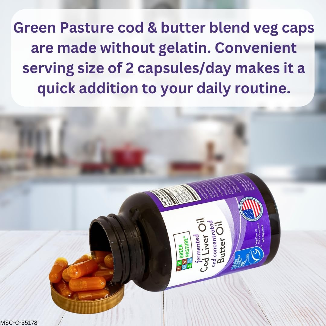 Green Pasture Fermented Cod Liver Oil Butter Oil 120 Capsules