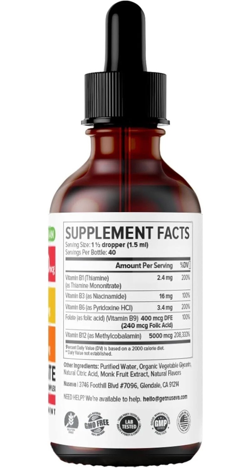 1~3x Vitamin B12 and B6 Liquid Drops, B12 Sublingual B Complex-B12 5000mcg 60m1
