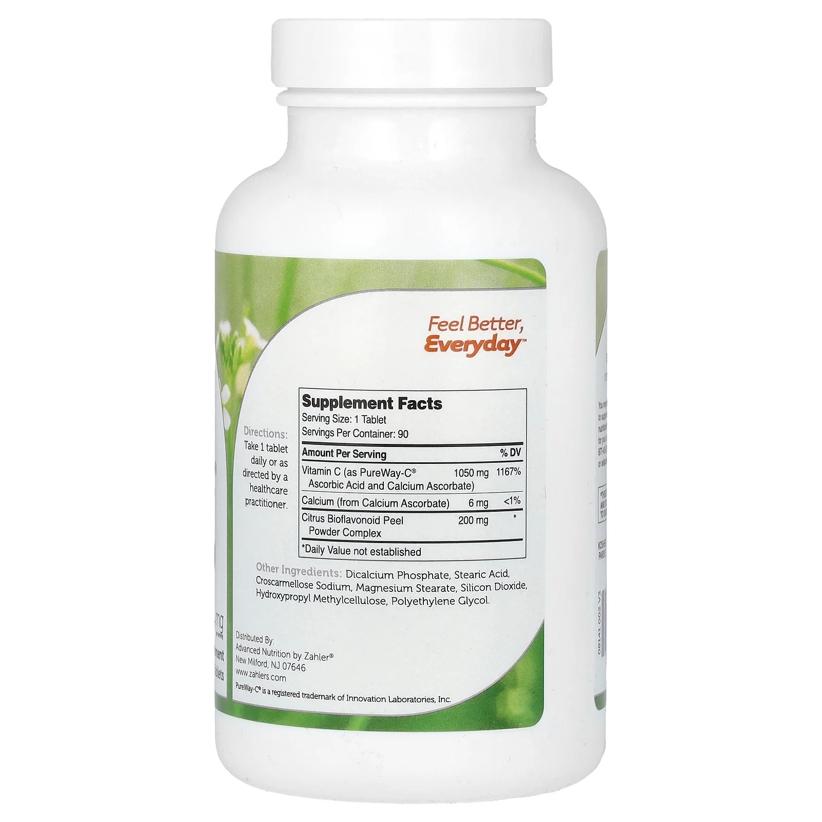 2 X Zahler, Pure Way-C, Vitamin C and Bioflavonoids, 1,000 mg, 90 Tablets