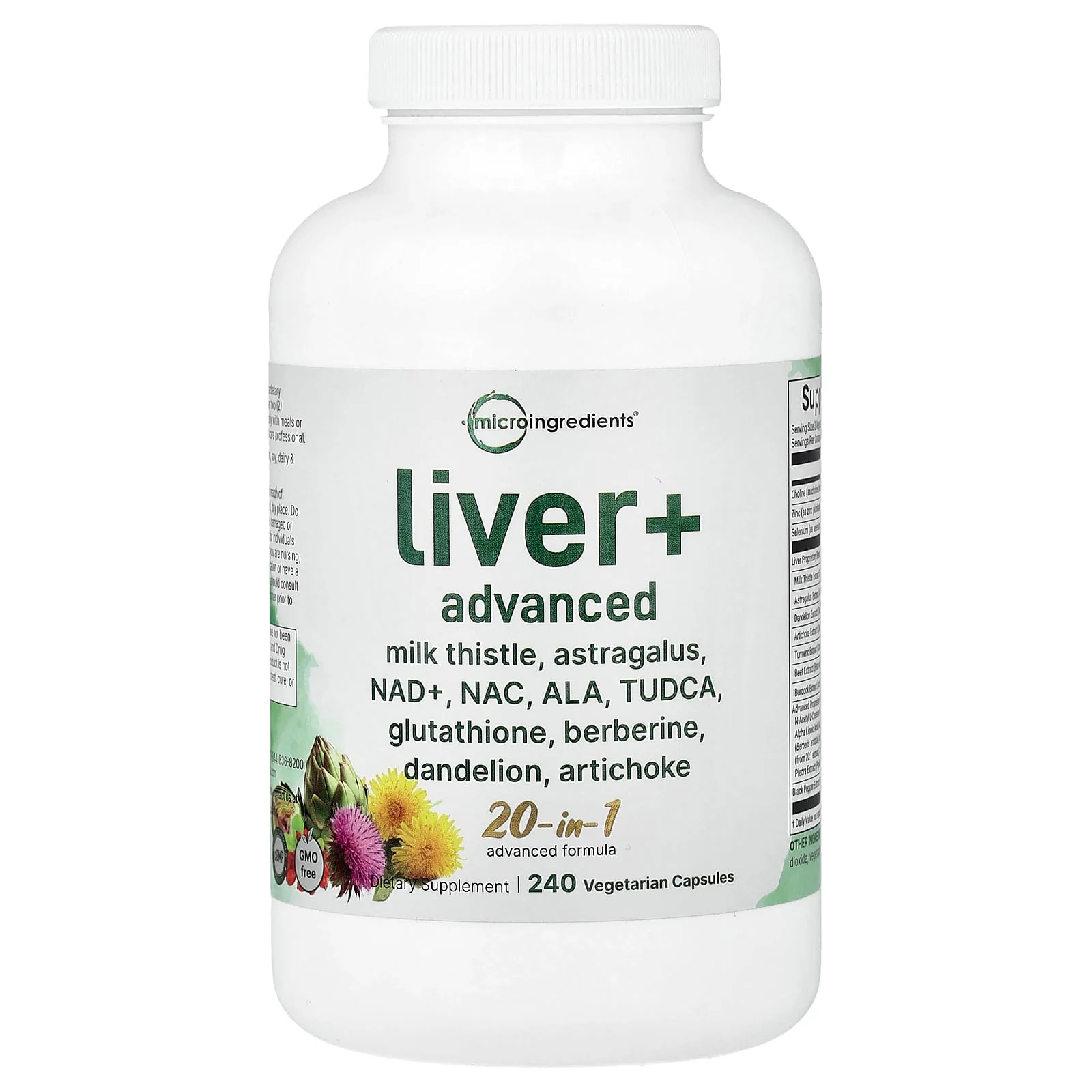 2 X Micro Ingredients, Liver+ Advanced, 240 Vegetarian Capsules