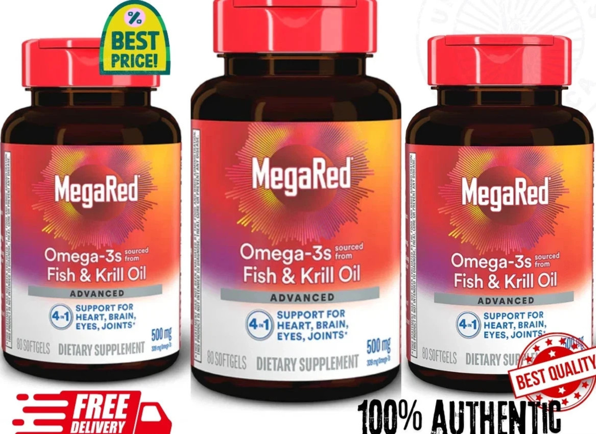 3 Pack – MegaRed Omega-3 Fish Oil + Krill Oil 500mg | 80 Softgels Each Best sale