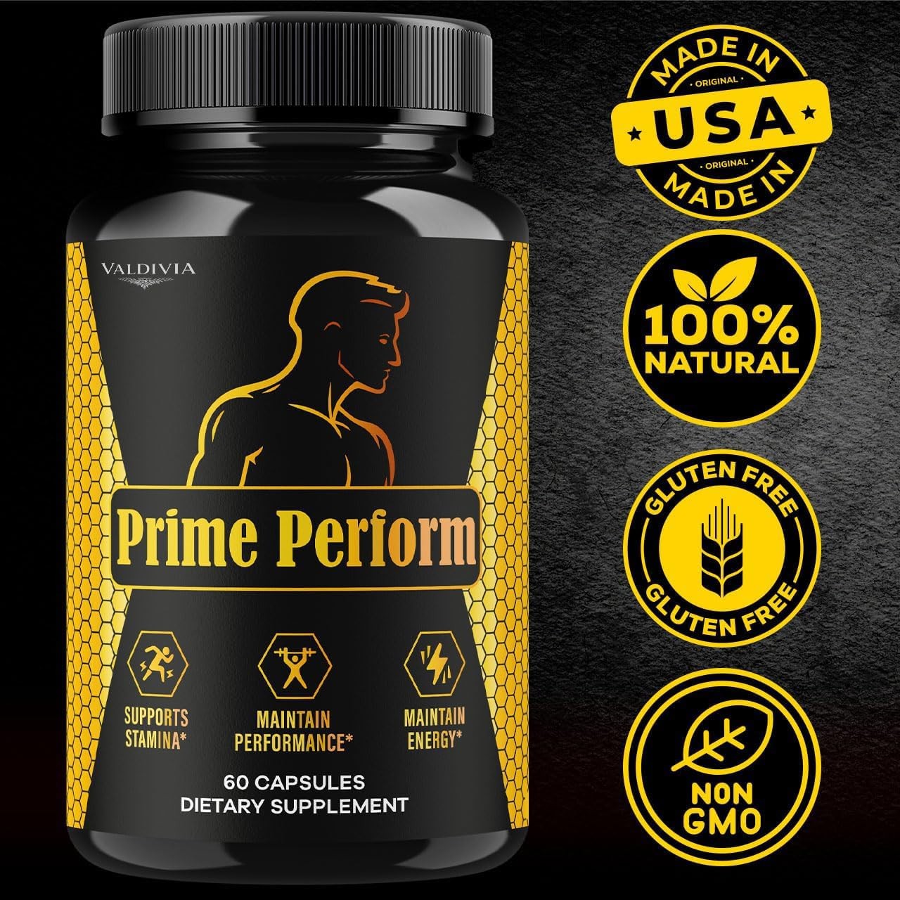 Prime Perform Men Daily Wellness Energy Support Capsules 1 Pack 60Ct