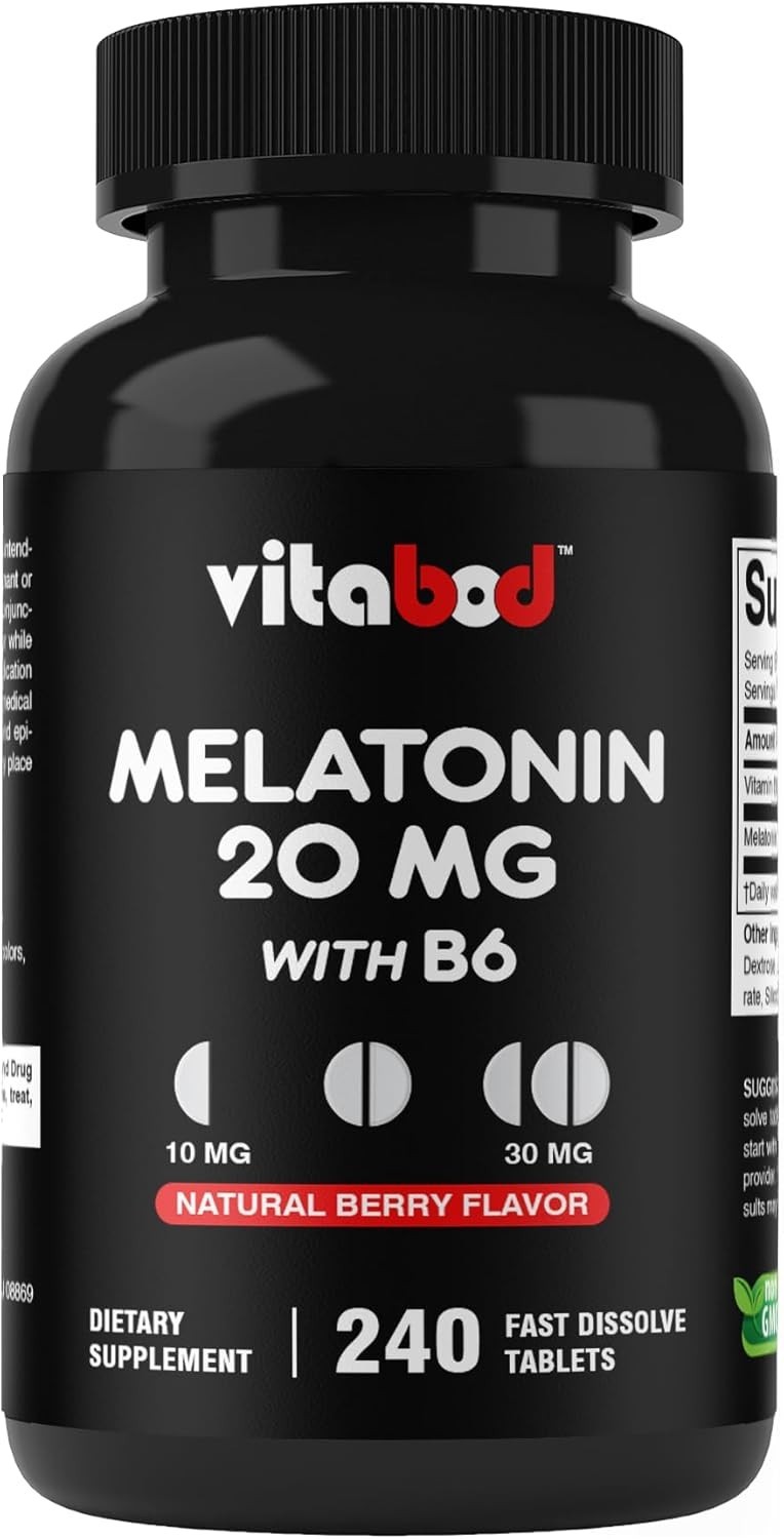 Melatonin 20mg 240 Fast Dissolve Tablets Natural Berry Flavor Non-GMO Drug-Free