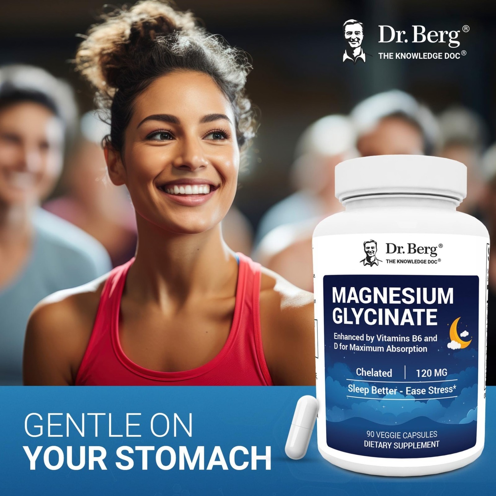 Berg Dr. Magnesium Glycinate 150ct – 4in1 Chelated for Muscle,