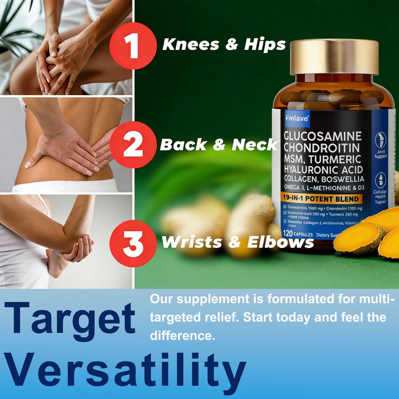 (2 Pack) Turmeric Curcumin with Ginger Black Pepper 60ct Joint Pain Max Strength