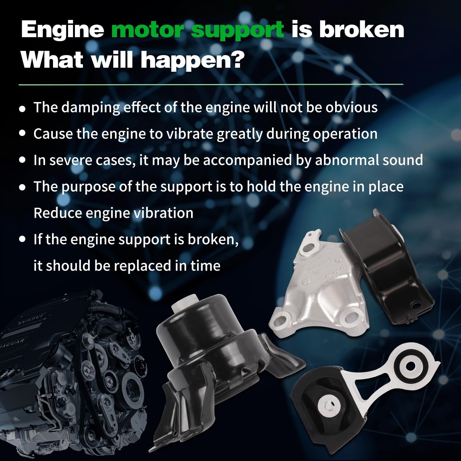 Engine Motor and Transmission Mount Kit Compatible with HR-V 2016-2022 1.8L A…