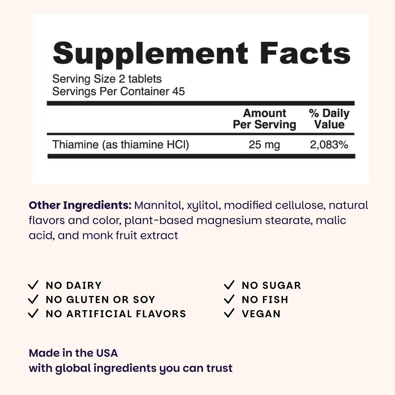 EZ Melts Dissolvable Vitamin B1 25 mg – Thiamin 90 Count (Pack of 1)