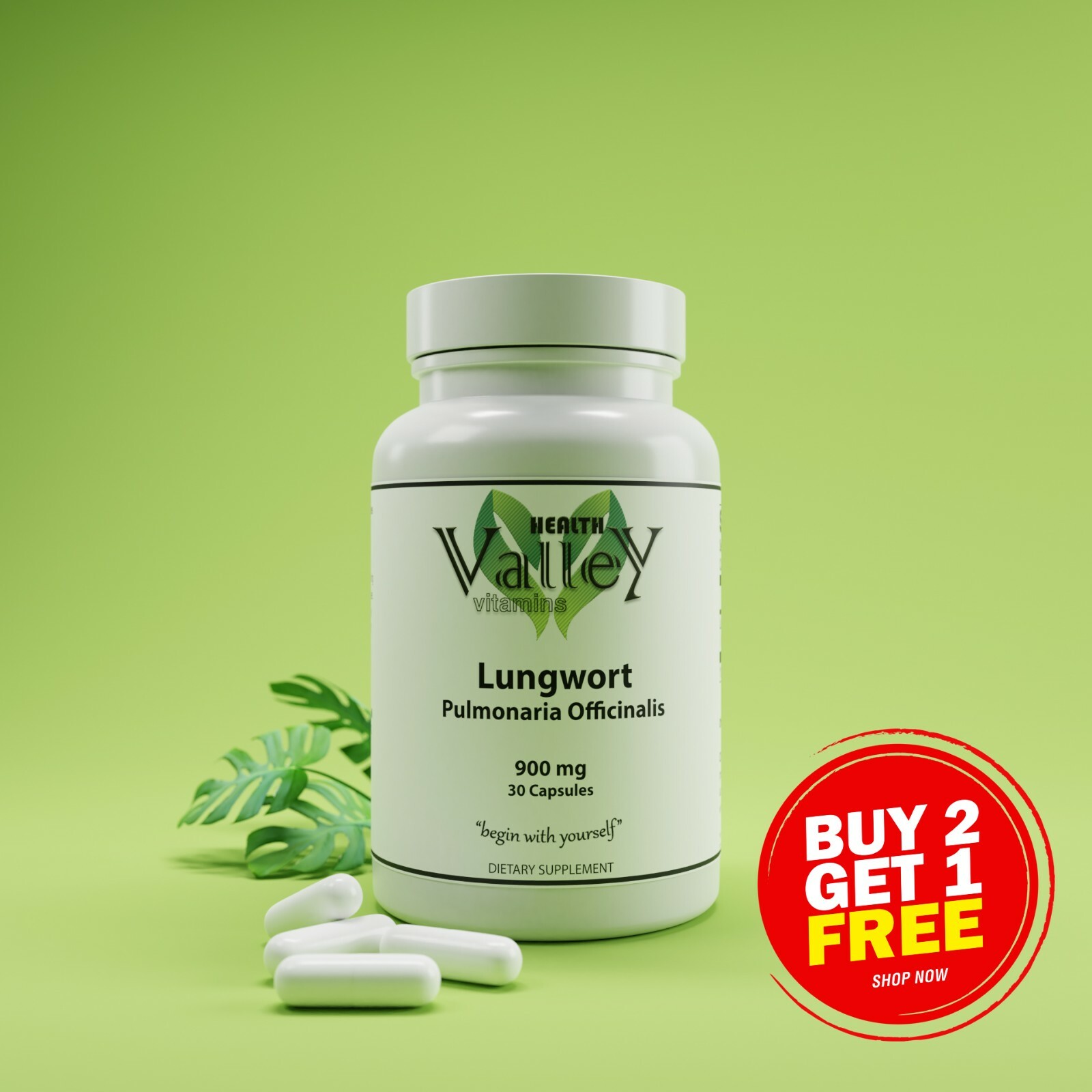 Lungwort 900mg Lung Health, Digestion, Skin, Better Digestion