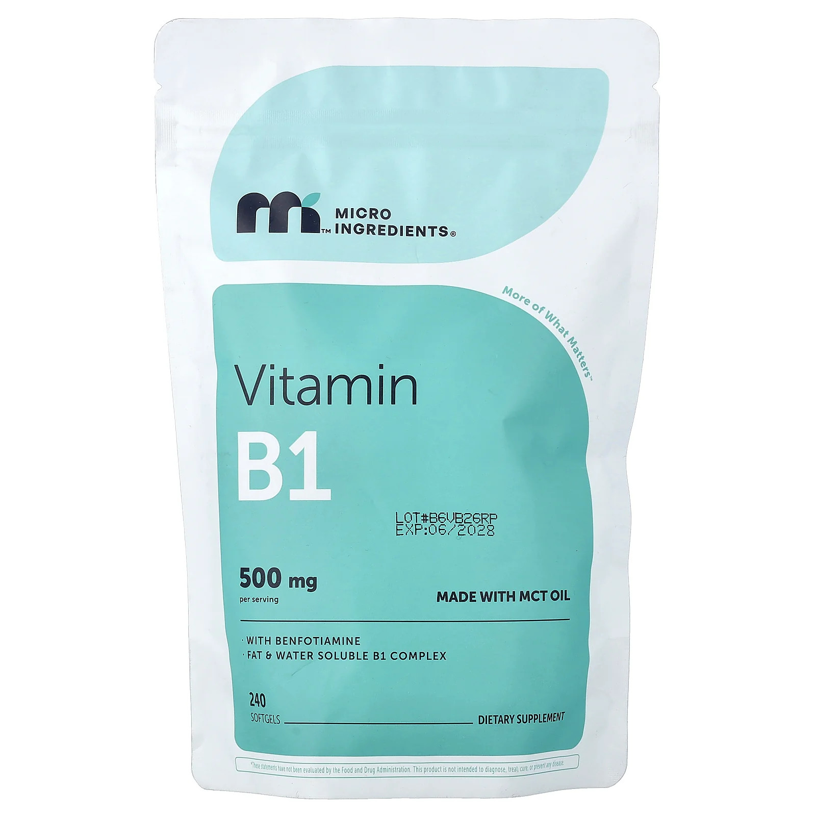 2 X Micro Ingredients, Vitamin B1 with Benfotiamine, 240 Softgels