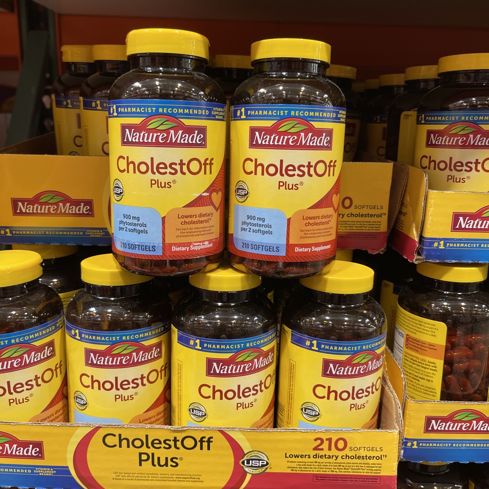 Nature Made CholestOff Plus 900 mg 210 Softgels X 2 Packs Total 420 Softgels