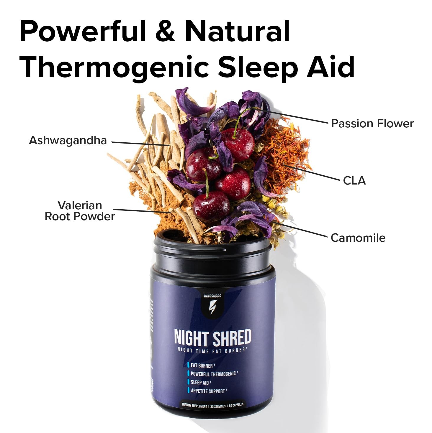 InnoSupps Night Shred – Time Fat Burner, Weight 60 Count (Pack of 1)